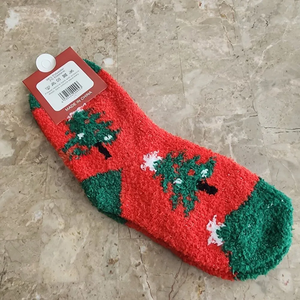 Women's Colorful Christmas Fluffy Socks (2pk)